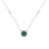 Asfour Crystal Jewelry Set Of Necklace & Earrings With Emerald Round Design In 925 Sterling Silver -SM0020-G